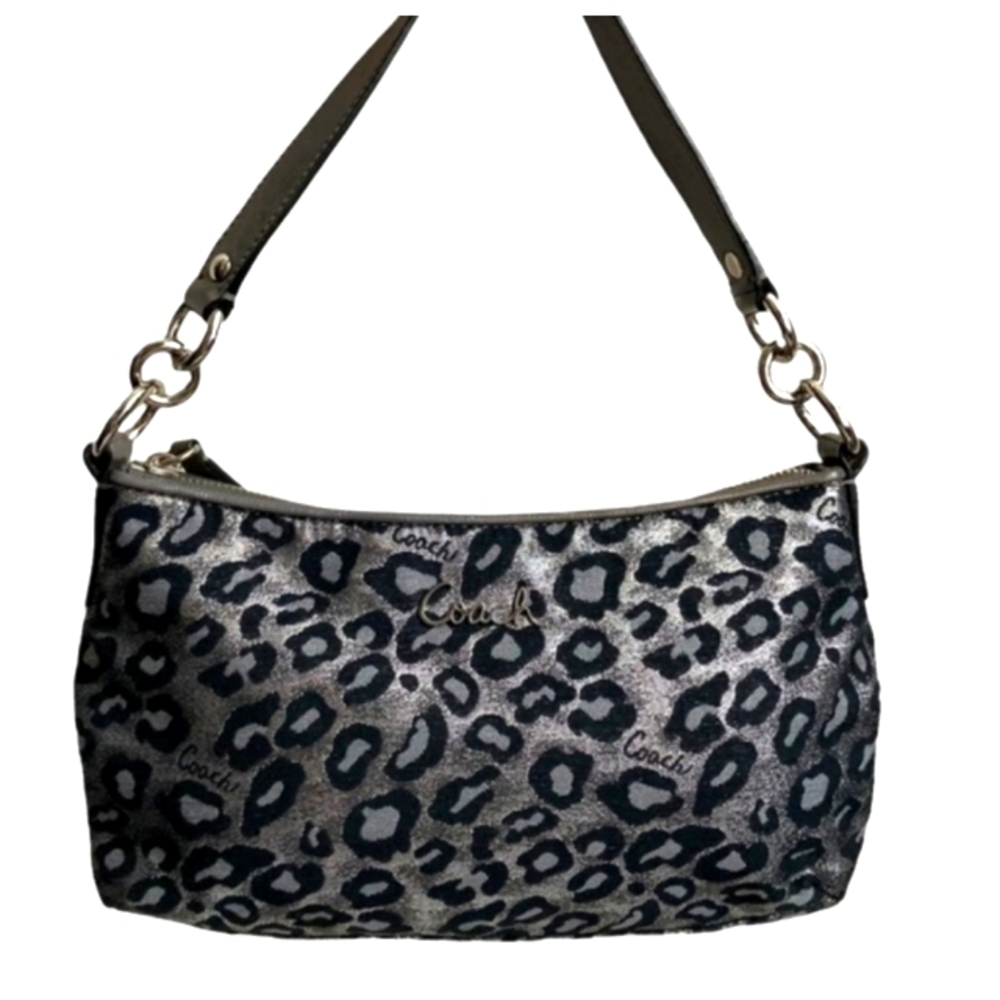 COACH Leopard Black/Silver metallic Crossbody  Convertible Shoulder Bag F15521